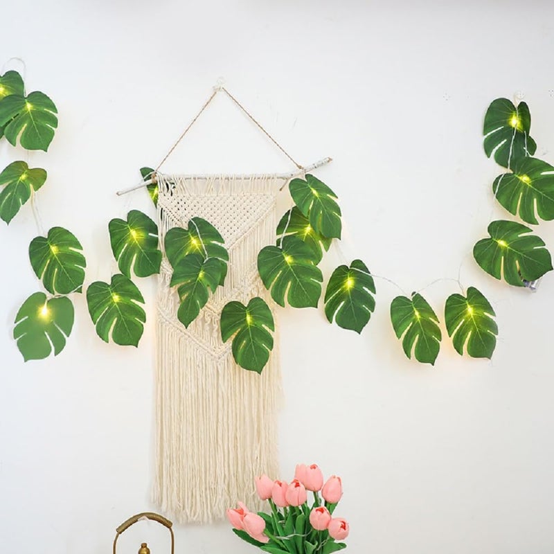 WEISPARK 20 LED Palm Leaves String Lights  Tropical Artificial Monstera Leaf Wall Hanging Vine Leaf for Hawaiian Luau Party Jungle Theme Beach Birthday Home Decorations (A Monstera Leaf String Lights 1 Pcs) - Image 2