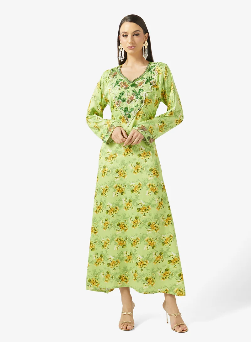 ارابيان كلوزيت Embellished Belted Jalabiya