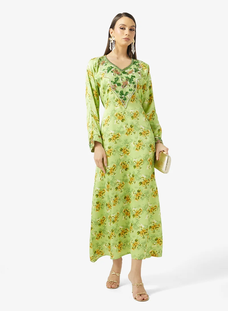 ARABIAN CLOSET  Embellished Belted Jalabiya for Women | Best Price UAE