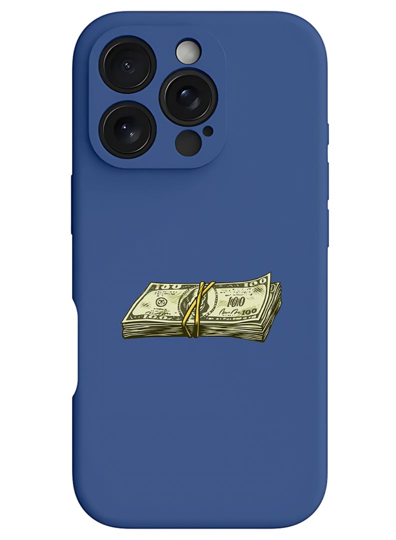 Theodor iPhone 16 Pro Blue Protective Slim Fit Case Liquid Silicone Cover with Full Body Protection Anti-Scratch Shockproof Case For iPhone - Vintage Cash - Image 1