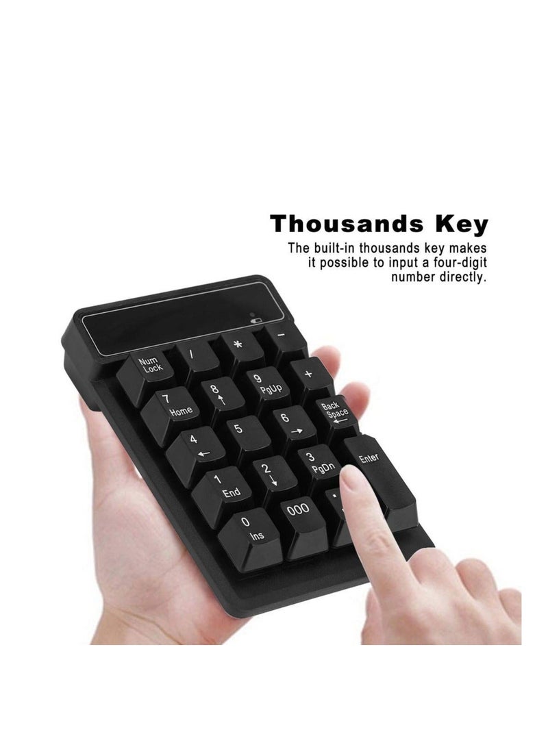 Bluetooth Numeric Keypad, Wireless 19-Keys Number pad, Portable Mini Accounting Multi-Function Number Keypad, with 10m Transmission Distance and 10 Million Clicks, for Laptop, Notebook Tablet - Image 3