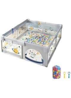 Nano Classic Baby Playpen, 150 x 180 x 68cm Large Play Fence for Baby and Toddlers, Anti-Collision Foam Playard with Ocean Balls and Pull Rings  - Image 1