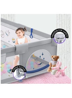 Nano Classic Baby Playpen, 150 x 180 x 68cm Large Play Fence for Baby and Toddlers, Anti-Collision Foam Playard with Ocean Balls and Pull Rings  - Image 3