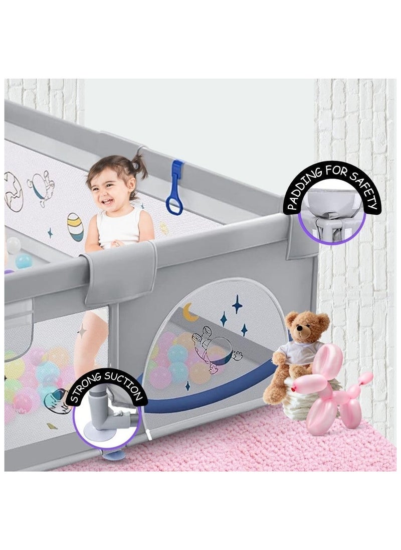 Nano Classic Baby Playpen, 150 x 180 x 68cm Large Play Fence for Baby and Toddlers, Anti-Collision Foam Playard with Ocean Balls and Pull Rings  - Image 3