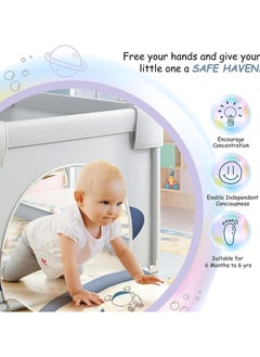 Nano Classic Baby Playpen, 150 x 180 x 68cm Large Play Fence for Baby and Toddlers, Anti-Collision Foam Playard with Ocean Balls and Pull Rings  - Image 5