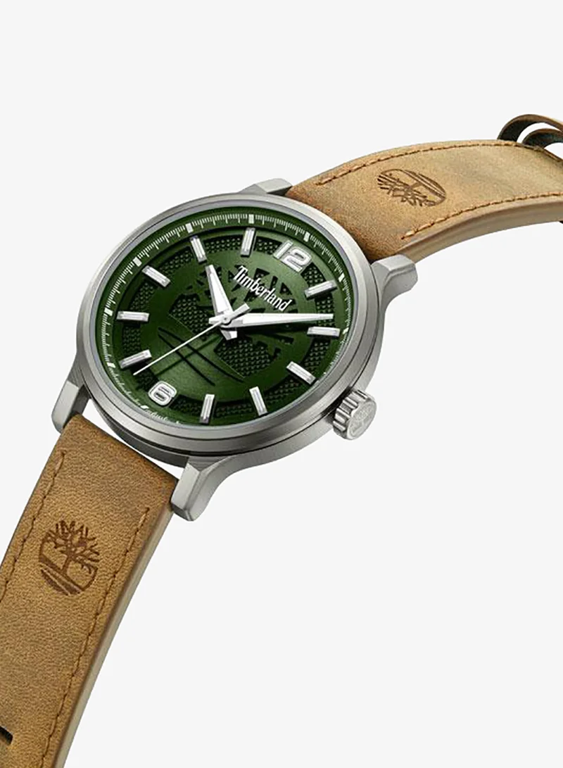 تمبرلاند Driscoll Green Dial Leather Strap Analog Watch for Men, 43mm