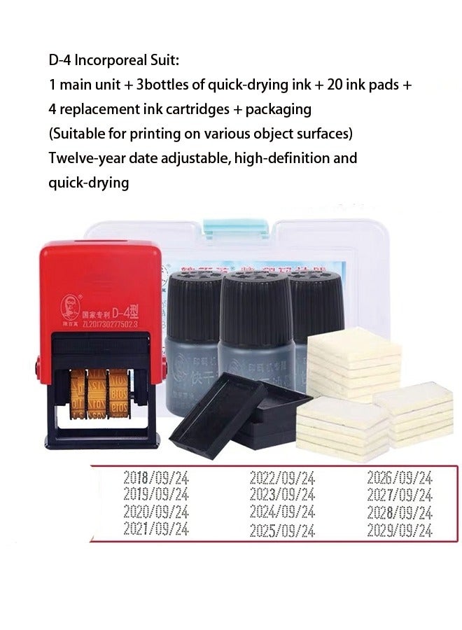 D4 Manual Date Code Printer – Includes Quick-Dry Ink, Ink Pads, and Replacement Cartridges  - Image 1