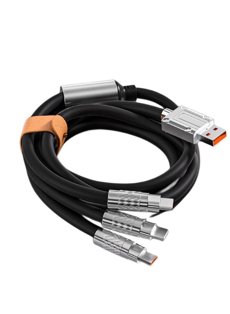Triple Charging Cable (iPhone - Galaxy - Type C) Fast Multi Charging Cable 1 Meter 3 in 1 Wire Compatible with All Mobile Phones (Black Color)  - Image 4