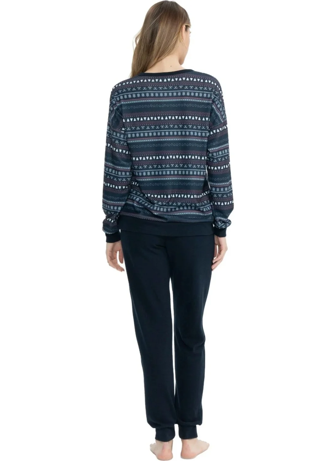 U.S. Polo Assn. 17112 Women's Navy Blue Long Sleeve Round Neck Pajama Set