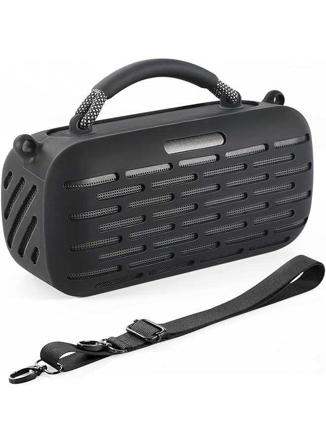erorex Silicone Speaker Cover Durable Silicone Protective Cover With Adjustable Shoulder Strap Perfect Fit For Bose Soundlink Max Portable Speaker Black Case For Daily Use And Travel  - Image 1