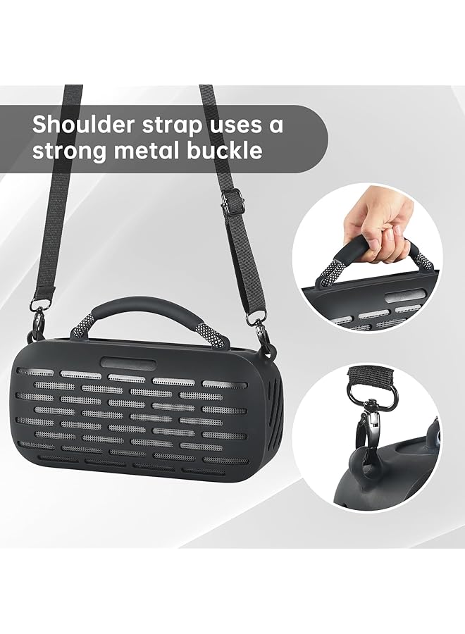 erorex Silicone Speaker Cover Durable Silicone Protective Cover With Adjustable Shoulder Strap Perfect Fit For Bose Soundlink Max Portable Speaker Black Case For Daily Use And Travel  - Image 4