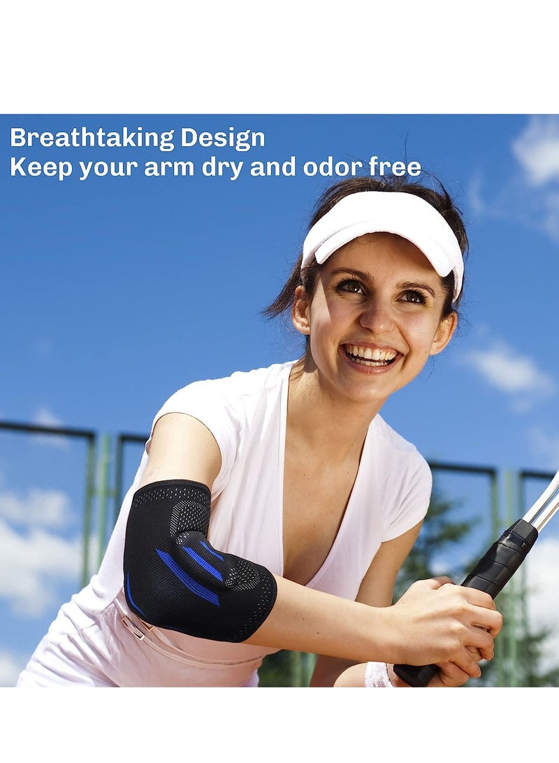 دعامة كوع تنس 2 في 1 للرجال والنساء، سُترة ضغط مع وسائد كوع مدمجة، دعم للحفاظ على الكوع قابل للتنفس، حماية من التندونيتيس، لعلاج كوع لاعب الغولف، التهاب المفاصل، تقليل آلام المفاصل (S) - Image 3