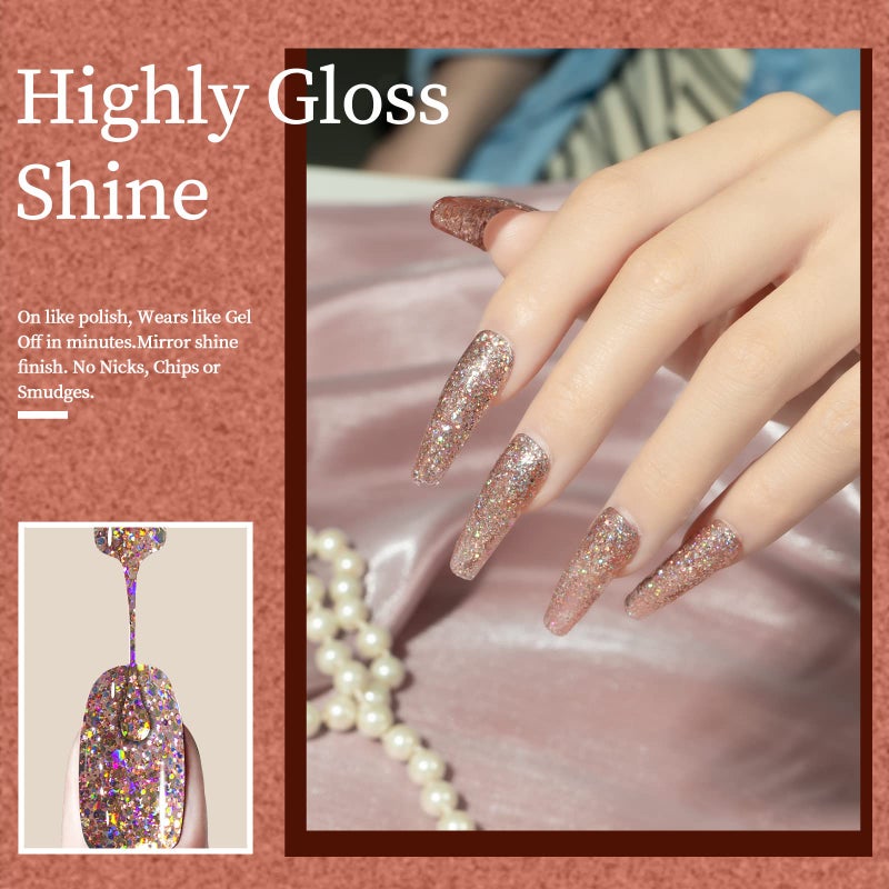 MAYCHAO 15ML Gel Nail Polish 1Pc Clear Pink Glitter Nail Polish Soak Off UV LED Nail Gel Polish Nail Art Starter Manicure Salon DIY at Home, 0.5 OZ - Image 2