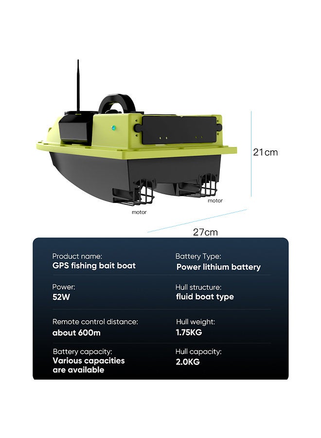 Generic GPS RC Bait Boat 500M Wireless Remote Control Fishing Bait Boat Fishing Feeder Boat Ship with with 4 Bait Containers 2KG Load - Image 2