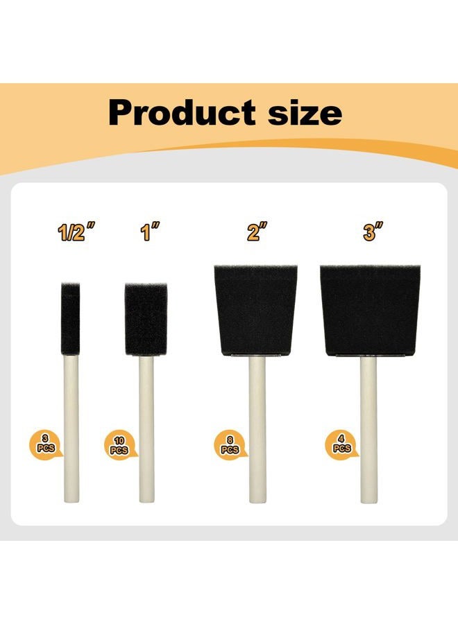 Fewanland Foam Brush 25pcs with High Density Foam for Large Area Crafting(1/2", 1", 2", 3") - Image 2