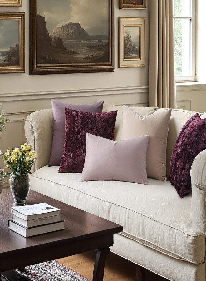MIULEE Velvet Throw Pillow Covers Set of 2, Soft Neutral Decorative Pillow Cases with Luxurious Textured Vintage Cushion Covers for Home Decor Couch Sofa Bed,Purple 18x18 inch - Image 2