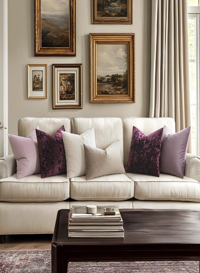 MIULEE Velvet Throw Pillow Covers Set of 2, Soft Neutral Decorative Pillow Cases with Luxurious Textured Vintage Cushion Covers for Home Decor Couch Sofa Bed,Purple 18x18 inch - Image 3