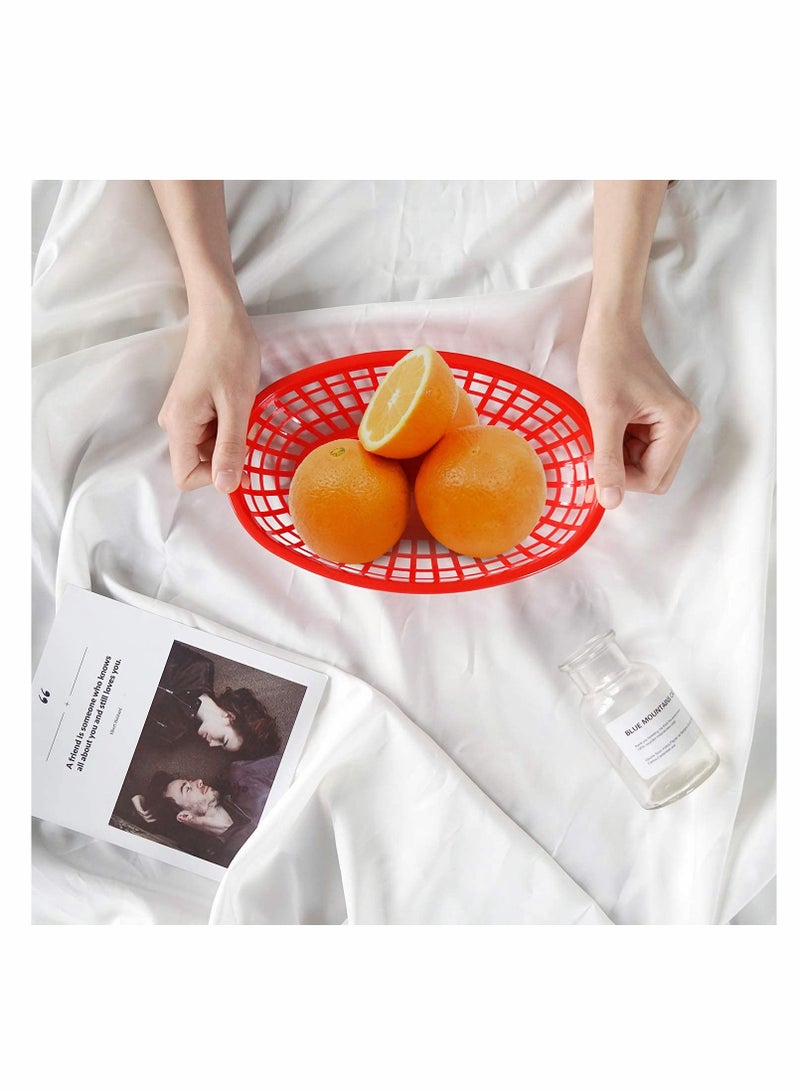 Bread Baskets, Reusable Oval Plastic Food Serving Baskets, Microwaveu0026 Dishwasher Safe Food Grade Plastic Food Tray for Party Picnic BBQ Burger Fries Sandwiches 9.4 x 5.9 24pcs - Image 3