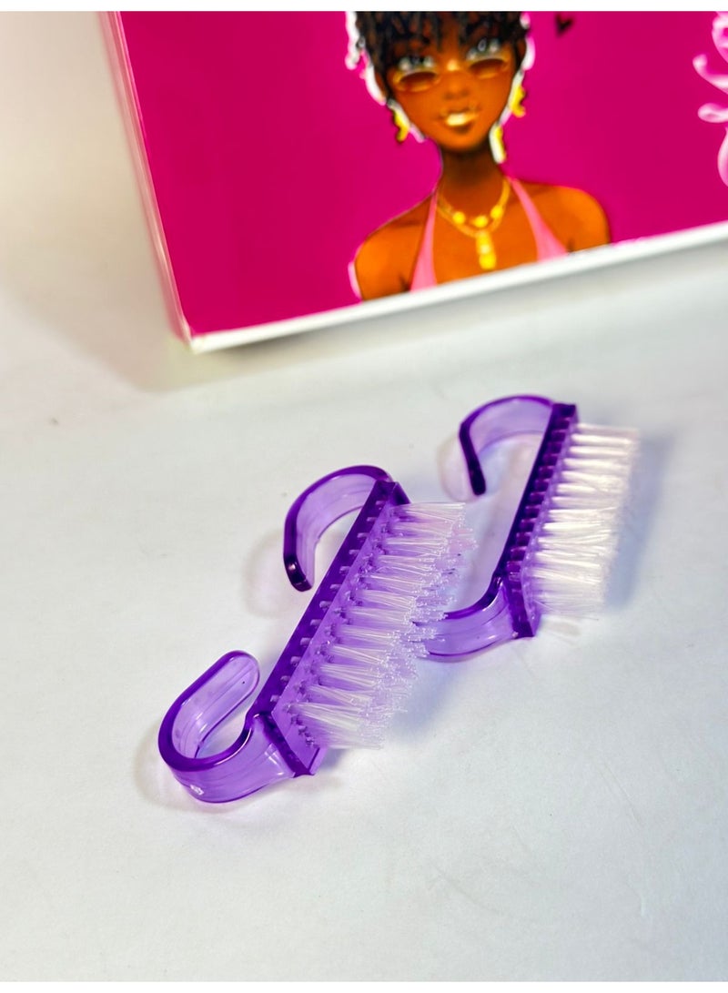 مجموعة مايا من فرش تنظيف الأظافر (قطعتان)، فرش تنظيف بمقابض، لتنظيف الأظافر، فرش تنظيف الأظافر، فرش تنظيف اليدين، وأدوات تنظيف الأظافر (قد يختلف اللون) قطعتان - Image 2