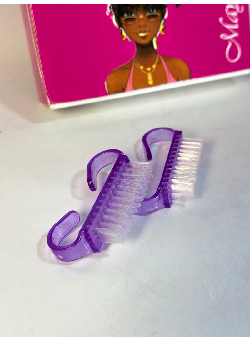 مجموعة مايا من فرش تنظيف الأظافر (قطعتان)، فرش تنظيف بمقابض، لتنظيف الأظافر، فرش تنظيف الأظافر، فرش تنظيف اليدين، وأدوات تنظيف الأظافر (قد يختلف اللون) قطعتان - Image 1