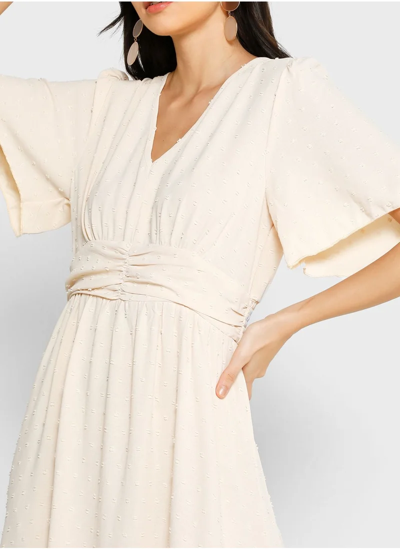 ELLA Corset Cinched Waist Detail Fit & Flare Dress