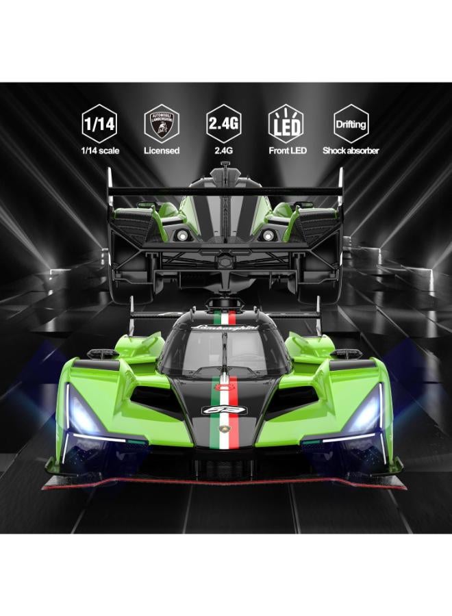 راستار سيارة لامبورغيني SC63 LMDH تعمل بجهاز تحكم عن بعد، بمقياس 1:14، لون أخضر - Image 1