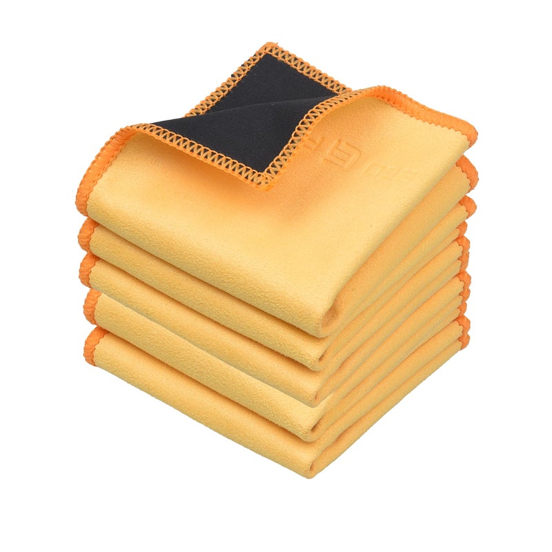 ECO-FUSED EcoFused Microfiber Cleaning Cloths DoubleSided 5 Pack 66 x 62 inch Microfiber and Suede Cloth for Smartphones LCD TV Tablets Laptop Screens Camera Lenses Yellow - Image 2