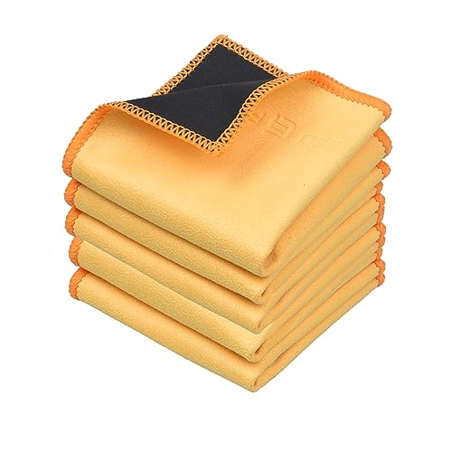 ECO-FUSED EcoFused Microfiber Cleaning Cloths DoubleSided 5 Pack 66 x 62 inch Microfiber and Suede Cloth for Smartphones LCD TV Tablets Laptop Screens Camera Lenses Yellow - Image 1