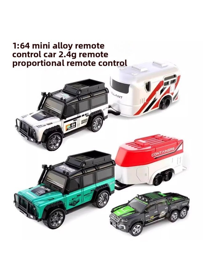 Generic Mini Remote Control Car Toy 2.4G With Light Adjustable Speed With Trailer Simulation Model 1:64 Remote Control Alloy Car-Color:White Pickup-four Wheels  - Image 2