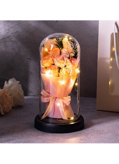 ARNOTEC "Eternal Rose Gift Box – LED Light Glass Cover Decoration | Romantic Gift for Valentine's Day, Birthday, Mother's Day | Pink Bouquet Creative Ornaments"  - Image 3