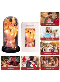 ARNOTEC "Eternal Rose Gift Box – LED Light Glass Cover Decoration | Romantic Gift for Valentine's Day, Birthday, Mother's Day | Pink Bouquet Creative Ornaments"  - Image 2