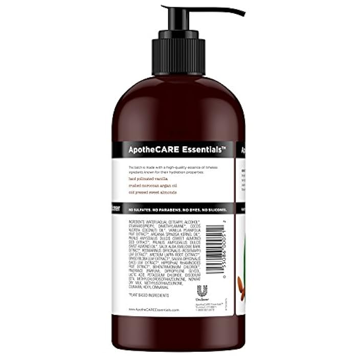 ApotheCARE Essentials The Replenisher Moisturizing Cleansing Conditioner, Vanilla, Argan Oil, Sweet Almond, 16 oz - Image 2