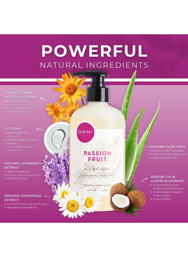DANI Naturals Moisturizing Hand Soap Passion Fruit Scent Hydrating SulfateFree ParabenFree 12 Oz Bottle with Pump Gentle Cleansing for Dry Skin - Image 4