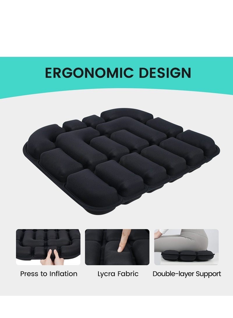 1pc 3D Pressure Relief Air Cushion - Office Chair Car Seat Cushion, Back Support Pad for Desk, Chair, Wheelchair, Adjustable Softness Ergonomic Cushion, Portable and Inflatable - Image 1