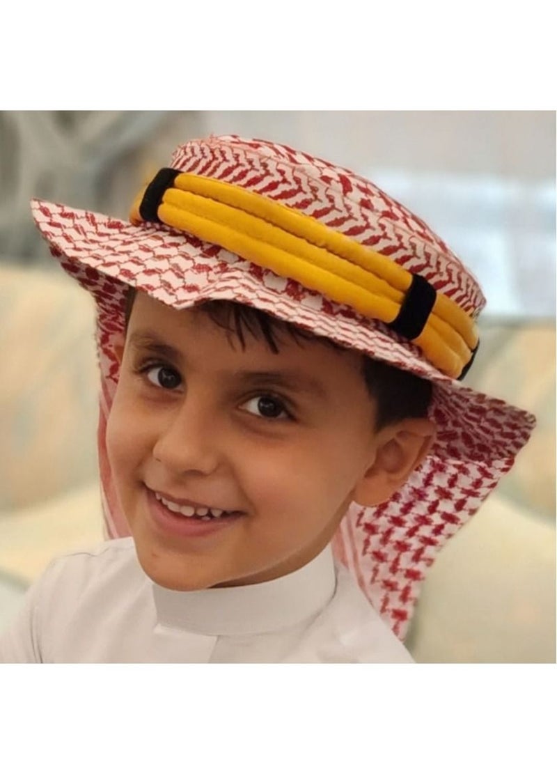 القبعة الخليجية أحمر + ذهبي - Image 2