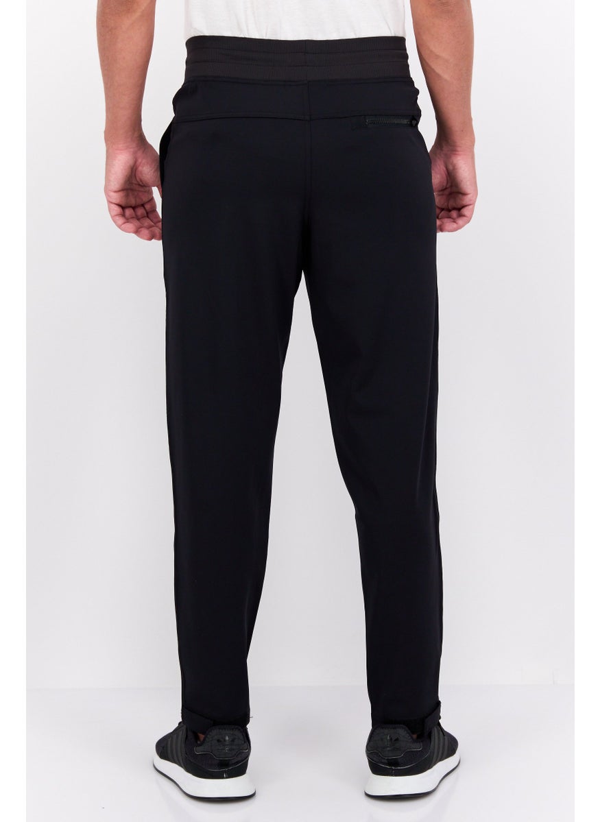 D RT - Men Regular Fit Solid Drawstring Sweatpants, Black - Image 1