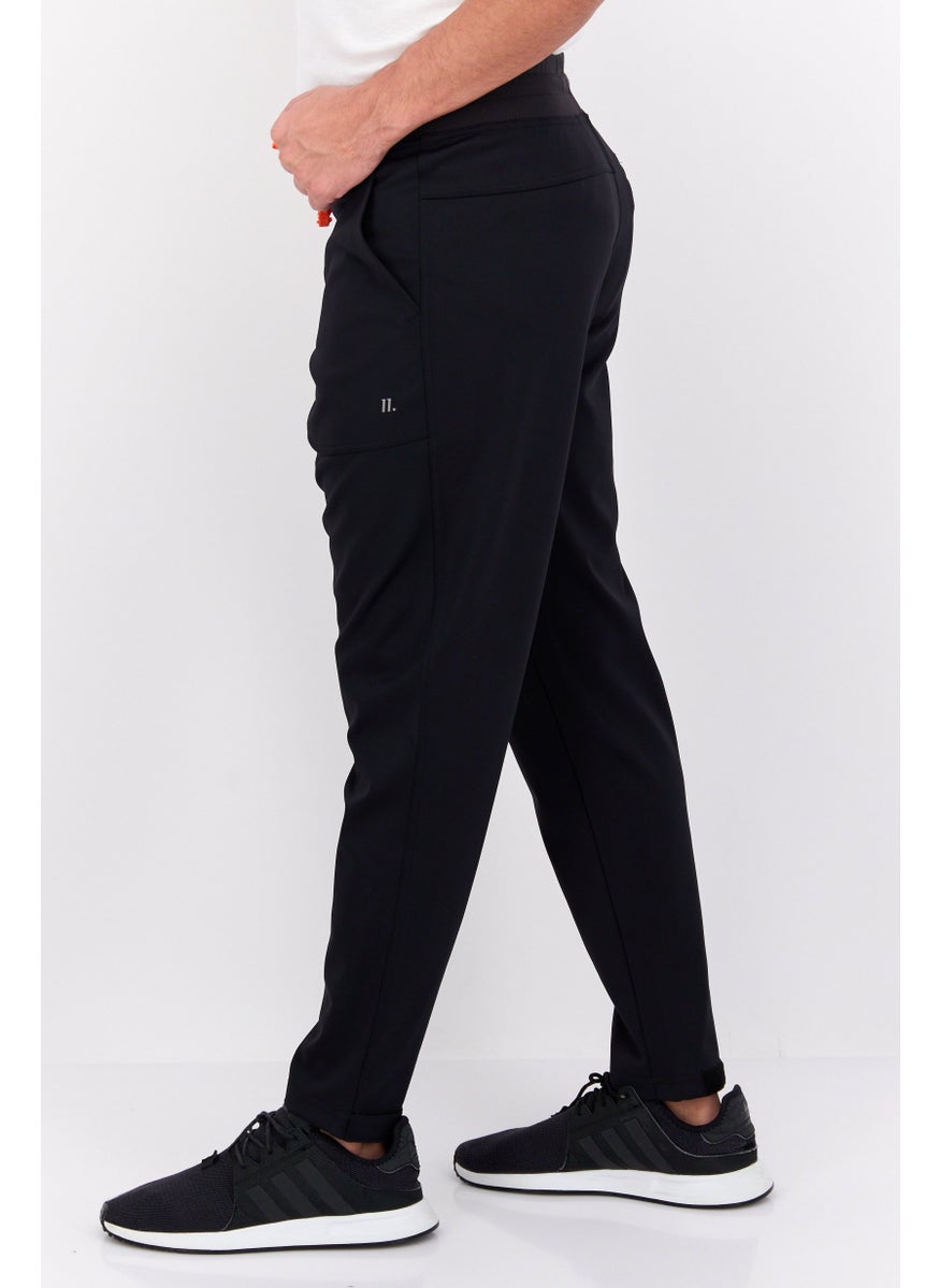 D RT - Men Regular Fit Solid Drawstring Sweatpants, Black - Image 1