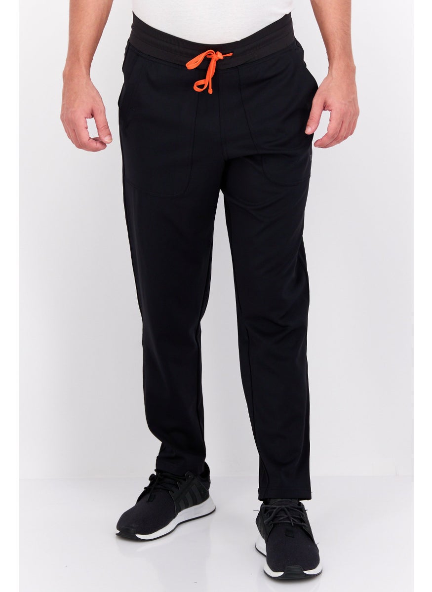 D RT - Men Regular Fit Solid Drawstring Sweatpants, Black - Image 1