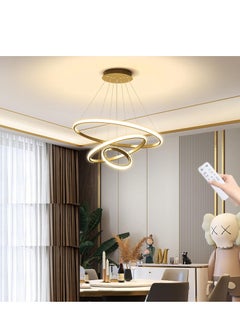رات سو ثريا معلقة LED حديثة قابلة للتعتيم، مزودة بثلاث حلقات، مع جهاز تحكم عن بعد  - Image 1