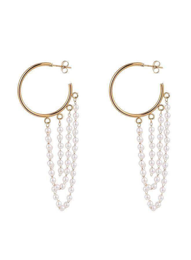 NIBEMINENT Imitation Pearl Dangle Stud Earrings  - Image 1
