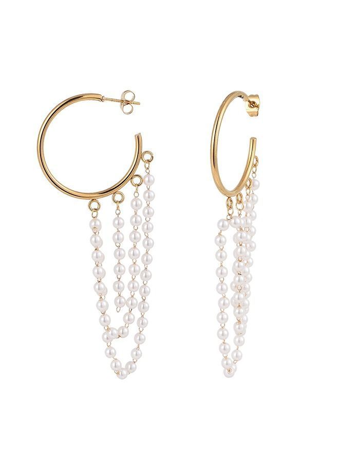 NIBEMINENT Imitation Pearl Dangle Stud Earrings  - Image 4