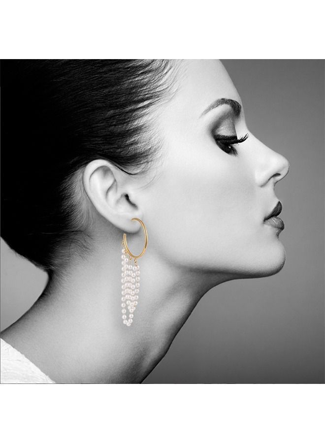 NIBEMINENT Imitation Pearl Dangle Stud Earrings  - Image 5
