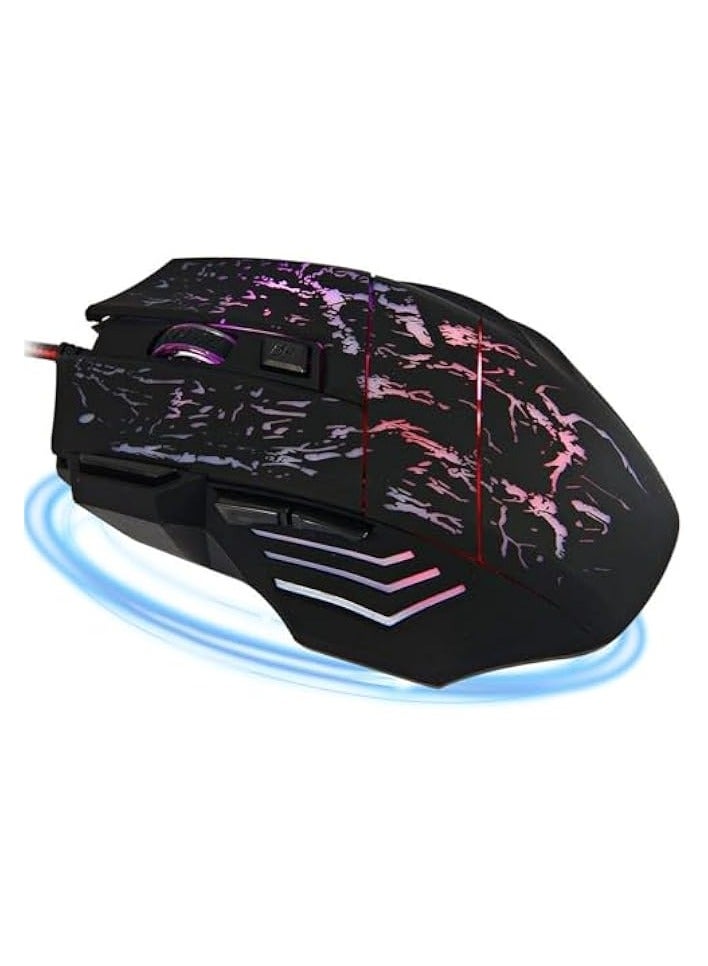 PROMASS Gaming Mouse - 7 Buttons 5500Dpi Led Usb Wired Compatible With Computer And Laptop, Black - Image 1