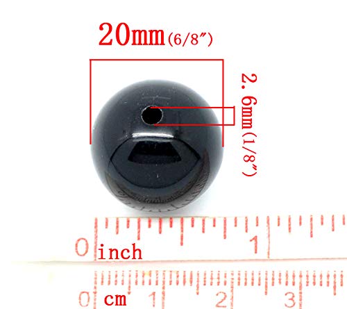 Craft Making Shop 60 Round Black Acrylic Beads 20mm Diameter with 2.6mm Hole - Image 2