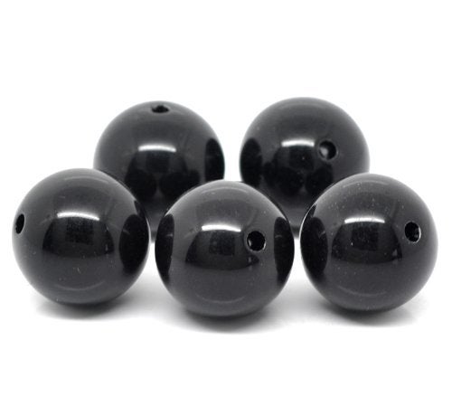 Craft Making Shop 60 Round Black Acrylic Beads 20mm Diameter with 2.6mm Hole - Image 3
