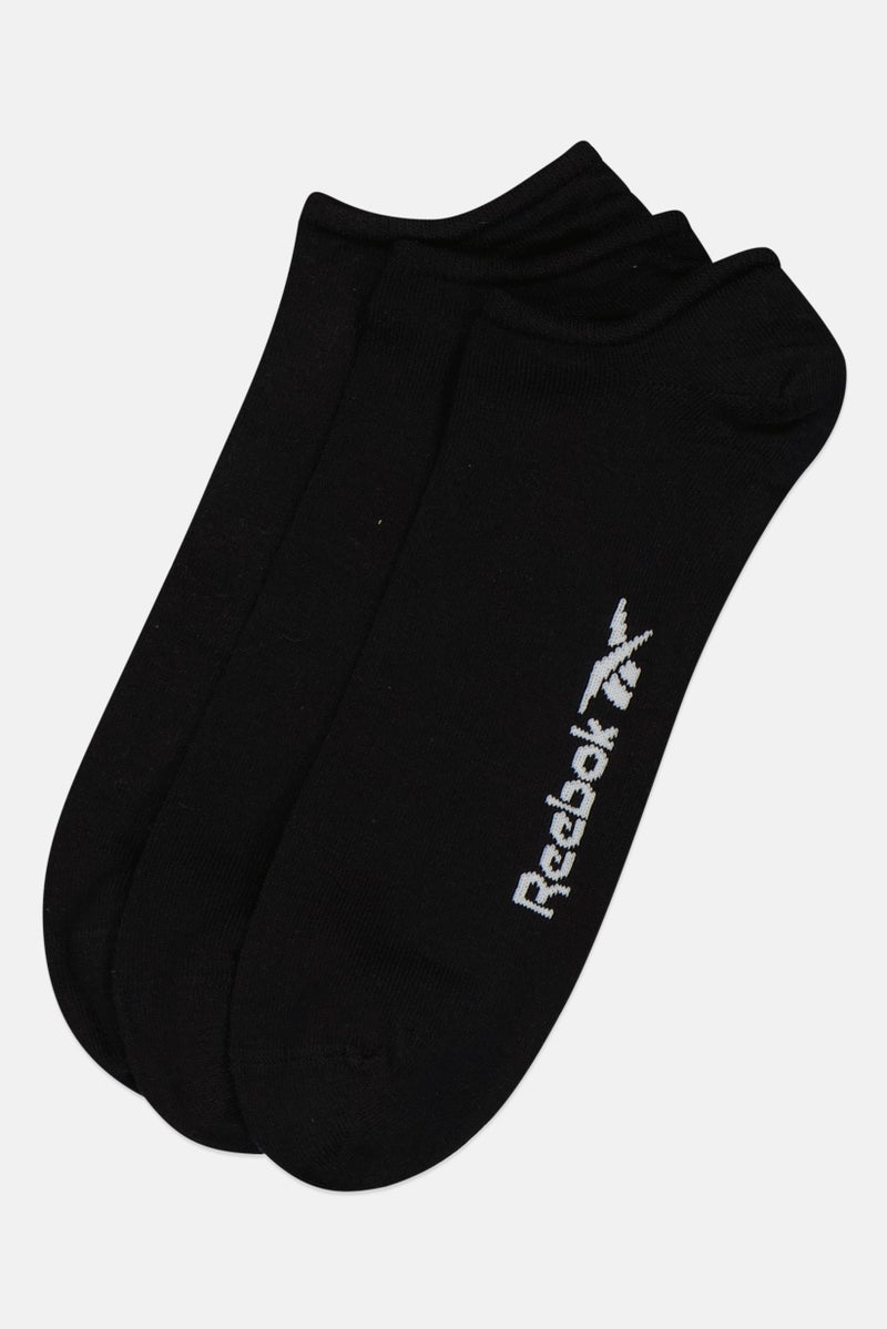 Reebok جوارب قصير مقاس 3 أزواج للرجال بشعار العلامة التجارية، أسود - Image 1