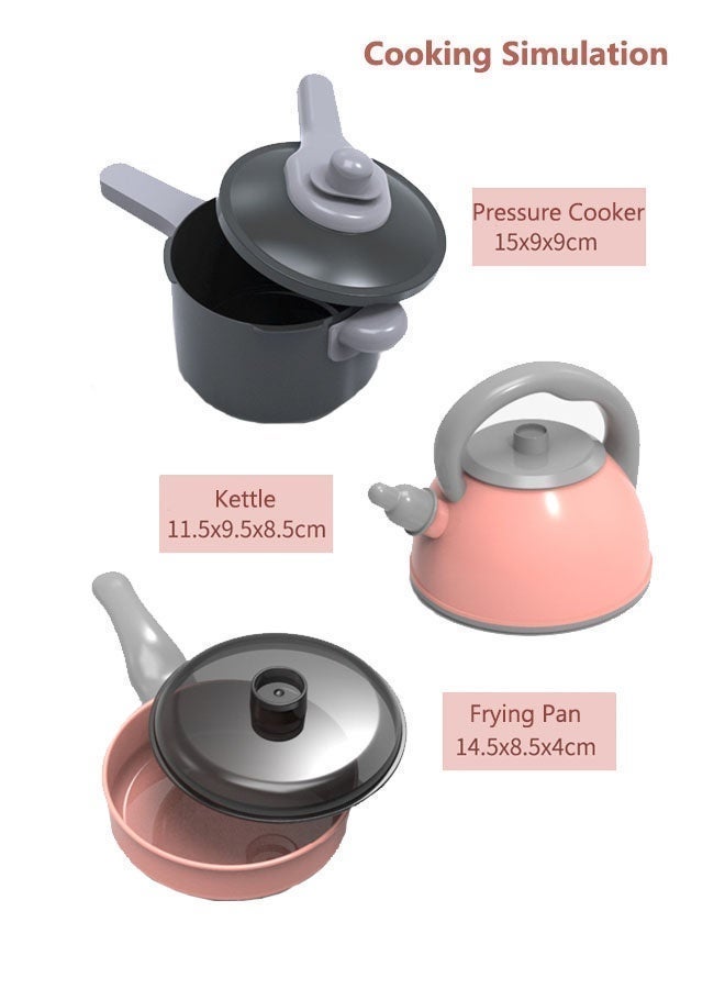 مجموعة ألعاب مطبخ للأطفال مكونة من 86 قطعة، مجموعة ألعاب مطبخ، محاكاة محمولة لطهي الطعام، أدوات مائدة، ألعاب فاكهة، أدوات مطبخ مع مؤثرات صوتية، أنماط لعب متنوعة - Image 3