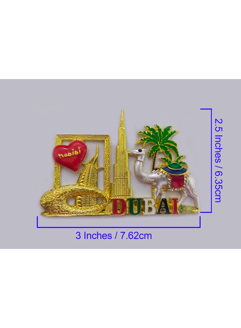 Q TRIPLE A Dubai Souvenir Metal Refrigerator Magnet | Dubai Iconic Landmarks, Cute Camel & Palm Tree | Best Gift for Friends & Family | Design-3, Silver Camel - Image 2