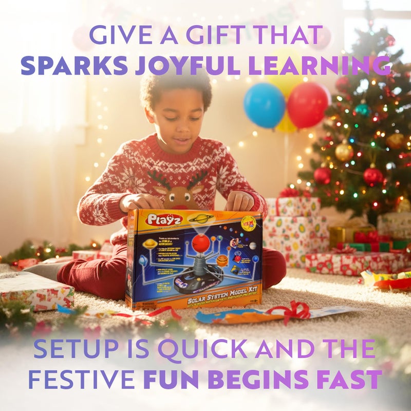 Playz Premium Solar System Model Kit for Kids - 4 Speed Motor, HD Planetarium Projector, 8 Painted Planets & 8 White Foam Balls with Paint and Brush for a Hands-On STEM DIY Project for Space Toys - Image 4