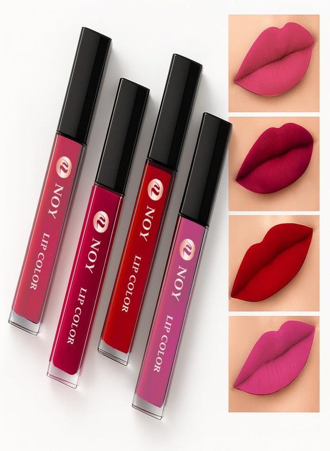 نوي مجموعة أحمر شفاه سائل مطفي من نوي، ألوان مطفية قوية وناعمة للاستخدام اليومي، مقاوم للماء، عبوة من 4 قطع - Image 2
